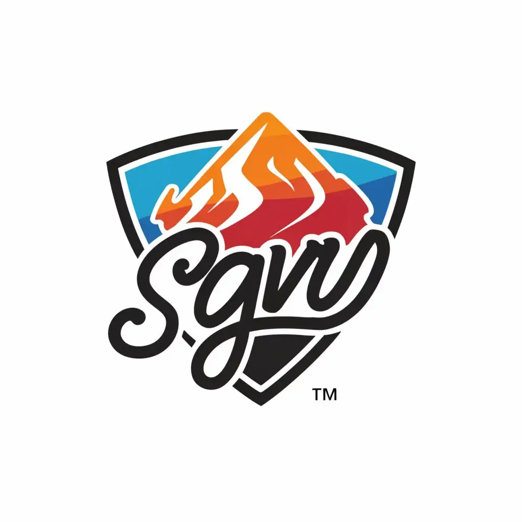 a logo design,with the text "sgw", main symbol:colorful mountain with shield, cursive, white background,Minimalistic,be used in Sports Fitness industry,clear background
