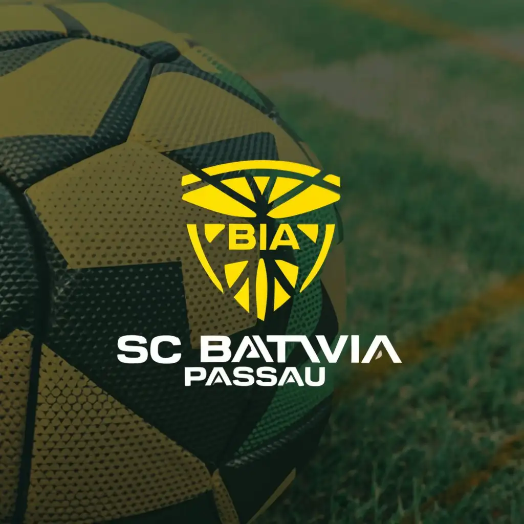 a logo design,with the text  "SC BATAVIA PASSAU" , main symbol:a Football in Yello Green,complex,be used in Sports Fitness industry,clear background