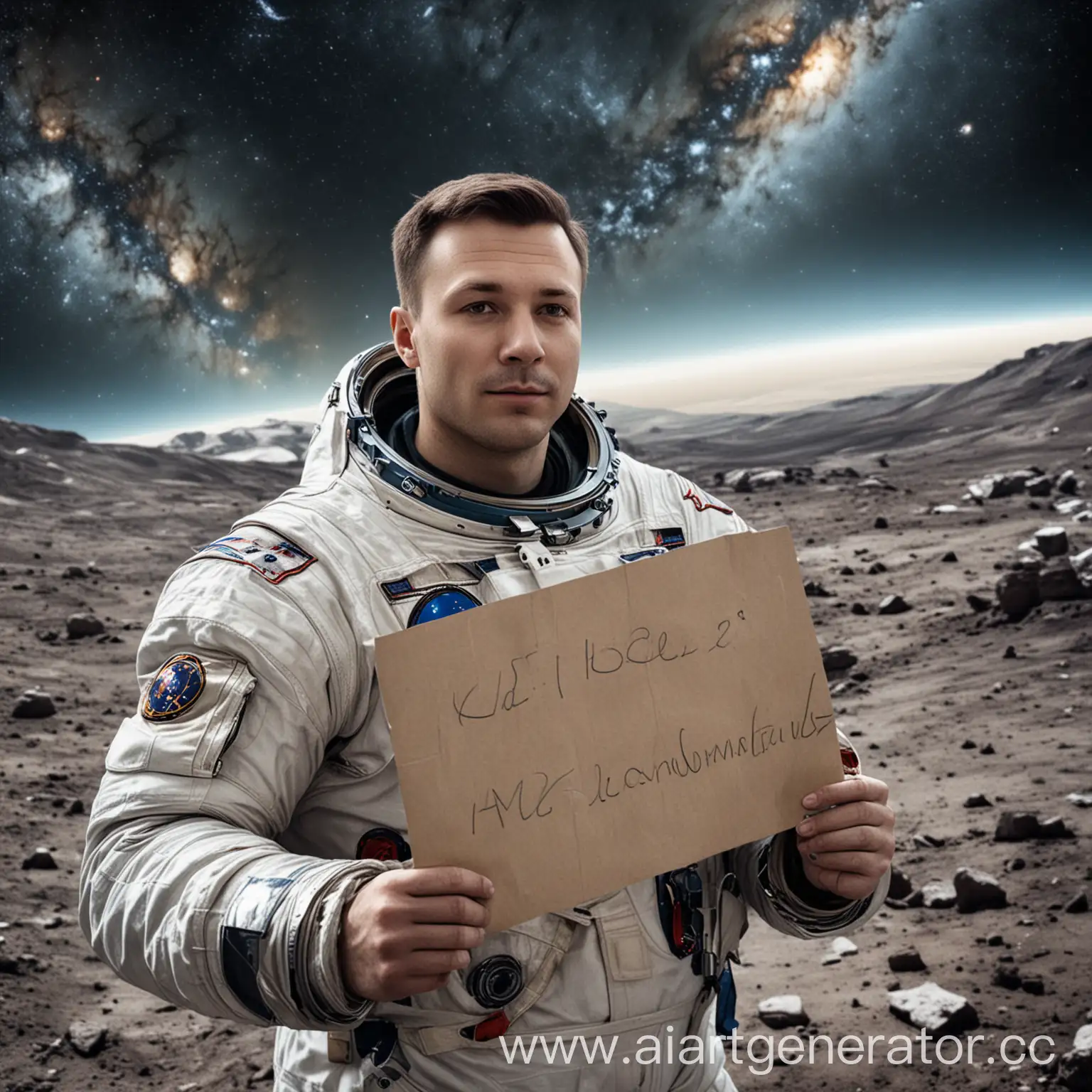 Cosmonaut-Holding-Blank-Sign-in-Outer-Space