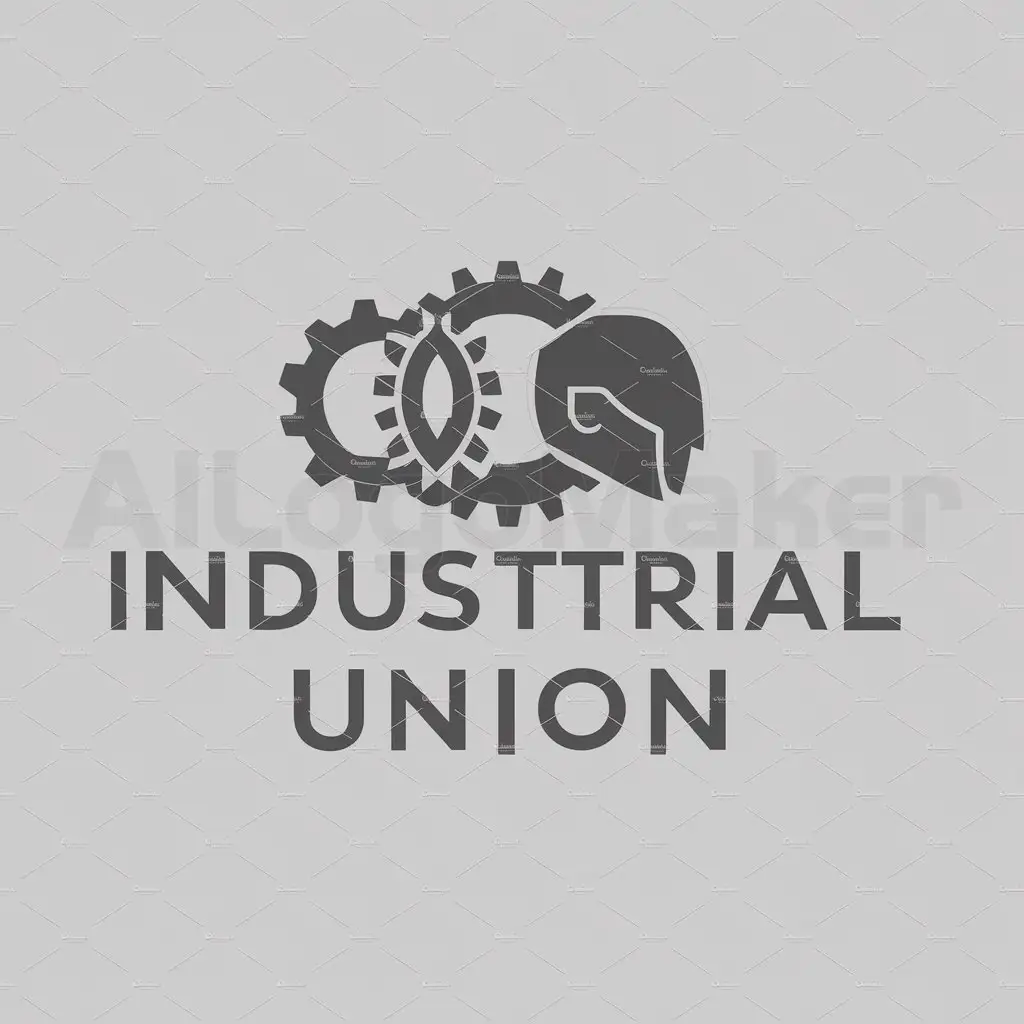 LOGO-Design-for-Industrial-Union-Futuristic-Gears-and-Robot-Head-Emblem