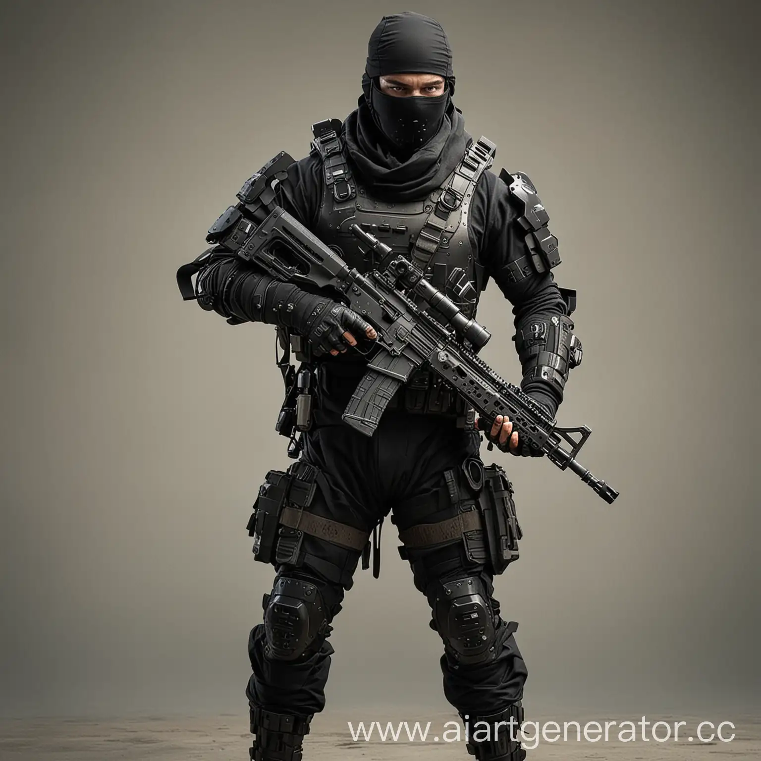 Futuristic-Special-Forces-Ninja-in-Full-Body-Armor-with-AK-Gun
