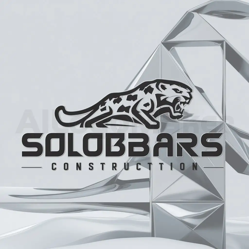 a logo design,with the text "SOLOBARS", main symbol:Logo in geometric style, minimalism, snow angry leopard, growls,complex,be used in Construction industry,clear background