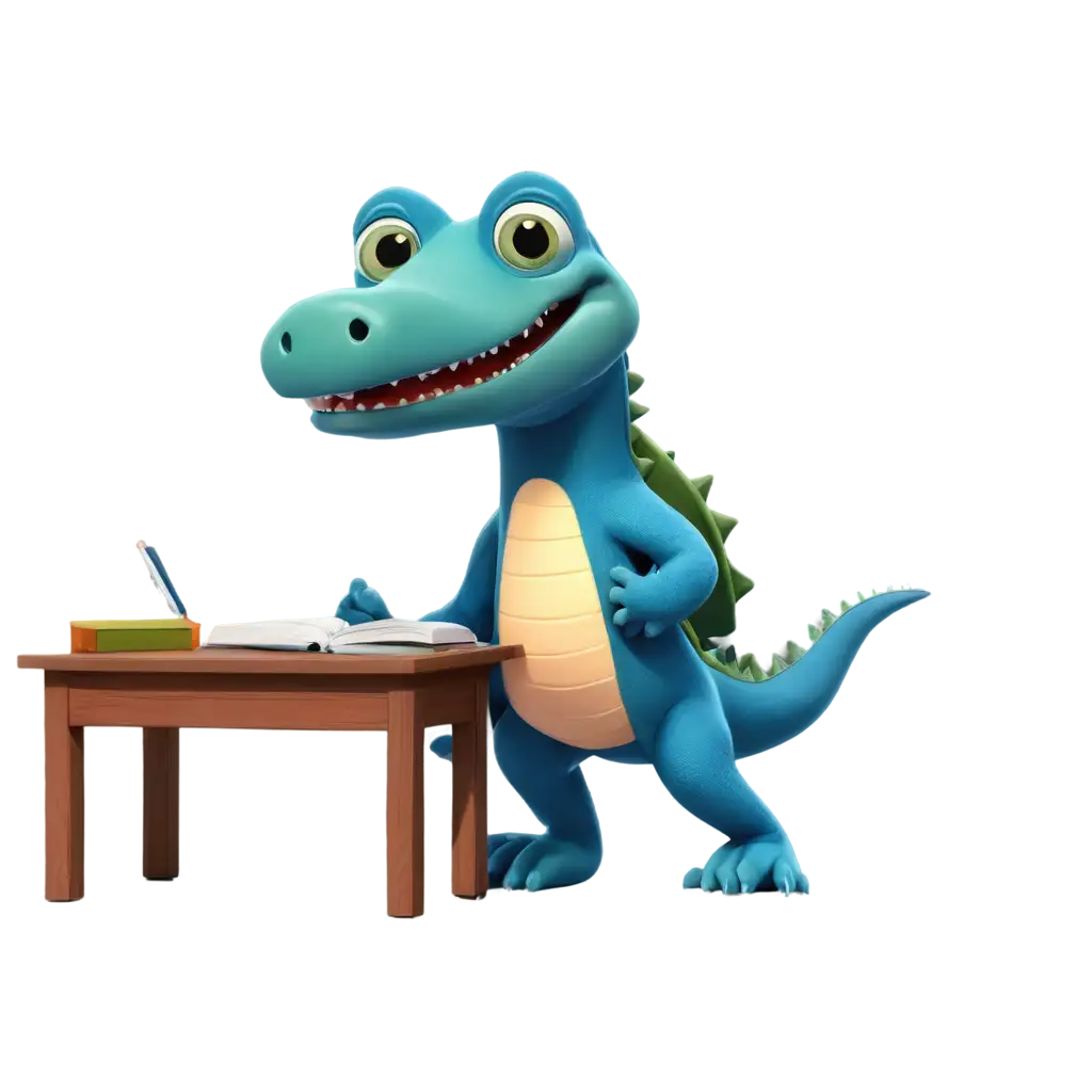 Adorable-PNG-Comic-Alligator-in-a-Blue-Classroom-Setting-A-Captivating-Visual-Tale