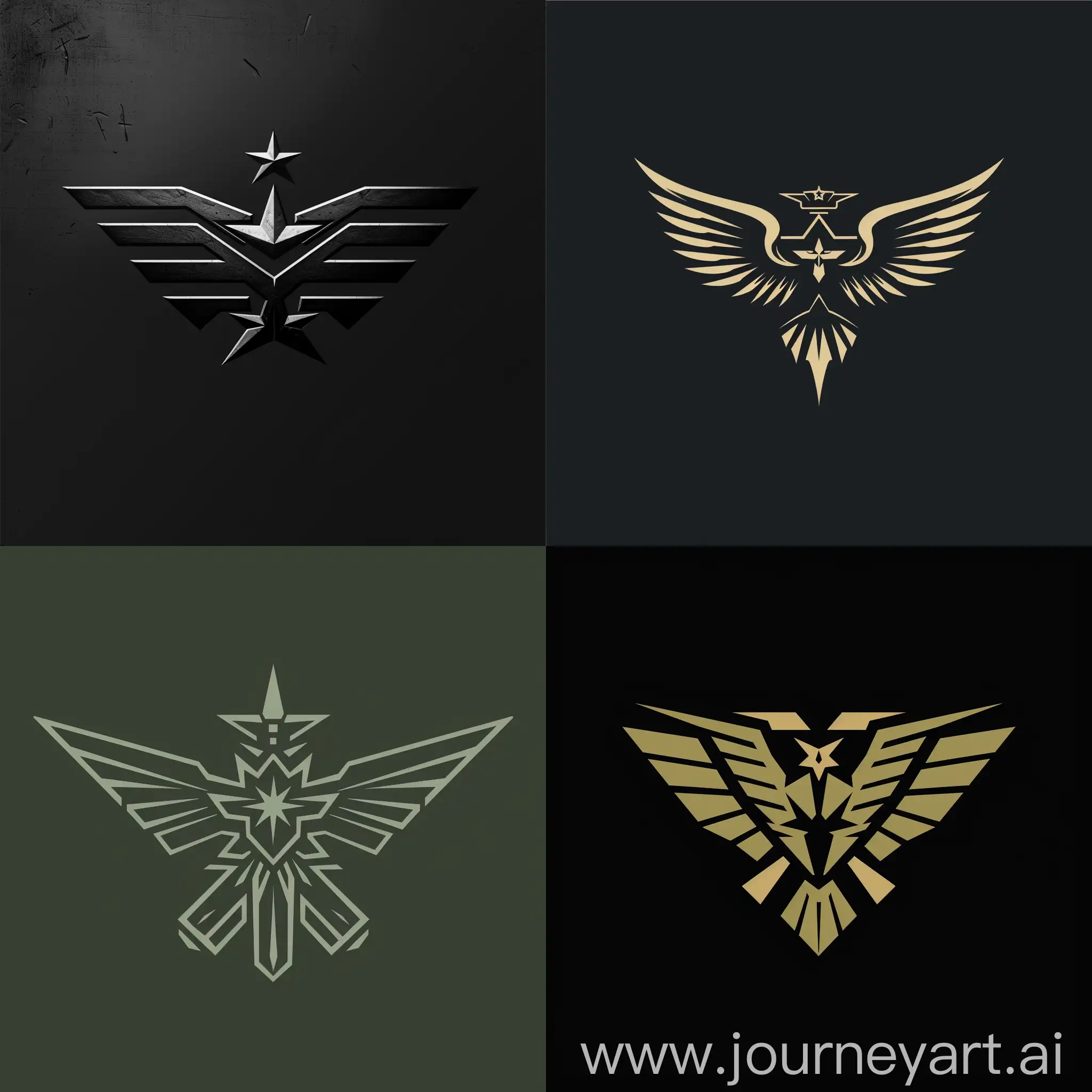 Create a symmetrical military logo without direct reference to the military theme, 
The most original