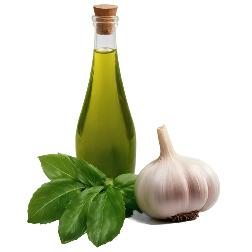 Vibrant-PNG-Illustration-Garlic-Tomato-Oil-and-Basil-Leaves-Infusion
