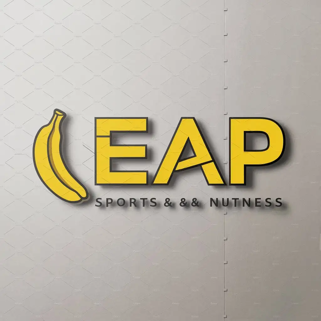 a logo design,with the text "leap", main symbol:banana, yellow,Moderate,be used in Sports Fitness industry,clear background