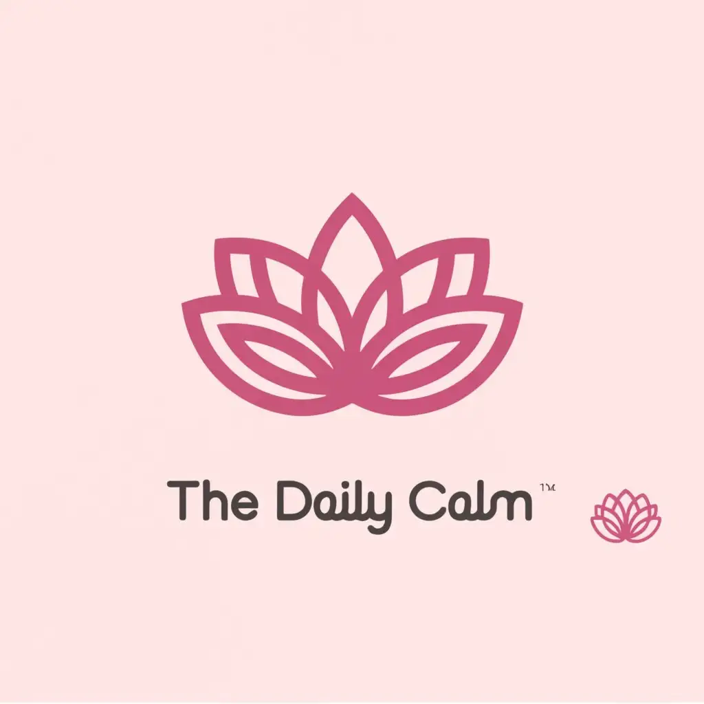 a logo design,with the text "The Daily Calm", main symbol:pink lotus,Minimalistic,be used in Religious industry,clear background
