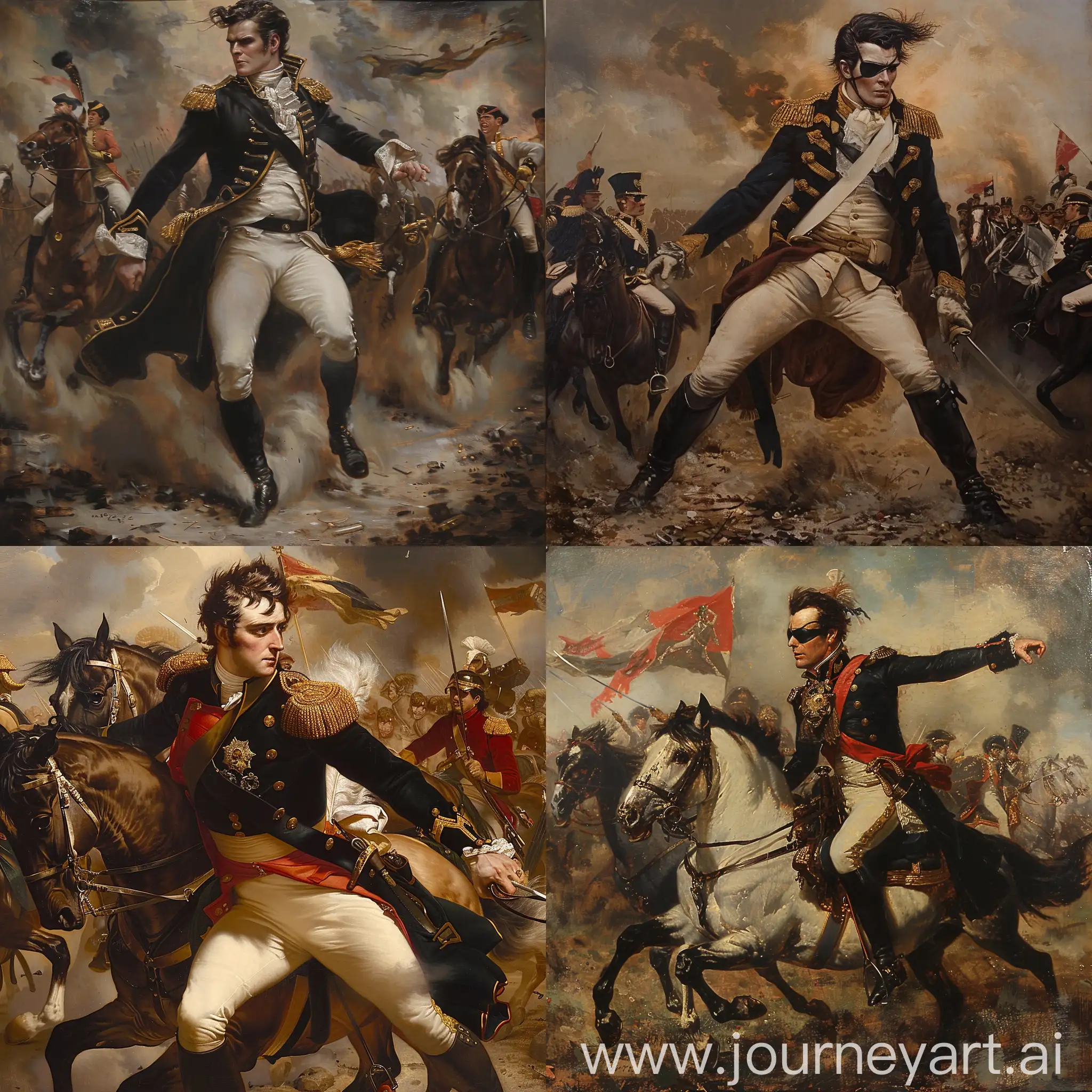 Napoleonic-White-Brunette-Male-Cavalry-Leader-in-Dramatic-Charge