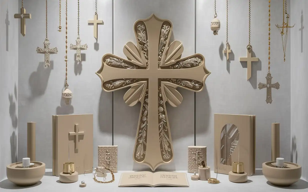 Modern beige orthodox Christian ornaments