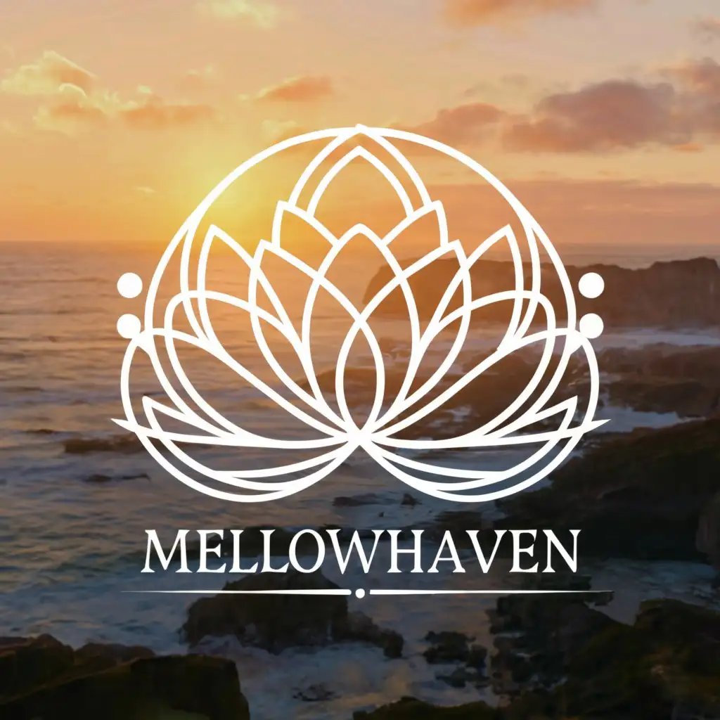 LOGO-Design-For-MellowHaven-Serene-Lotus-Flower-and-Sunset-Welcome-Theme