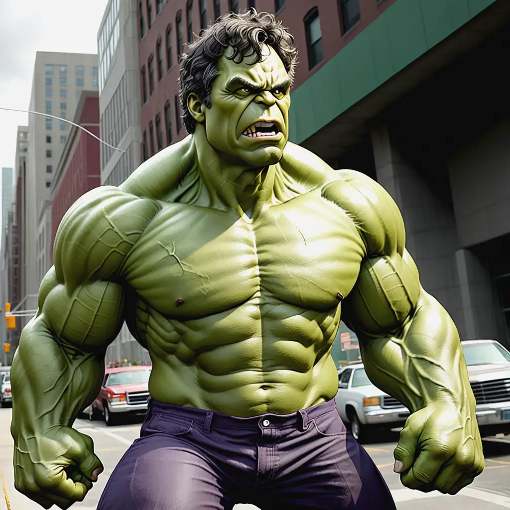 Karikature of Mark Ruffalo as Bruce Banner and The Hulk