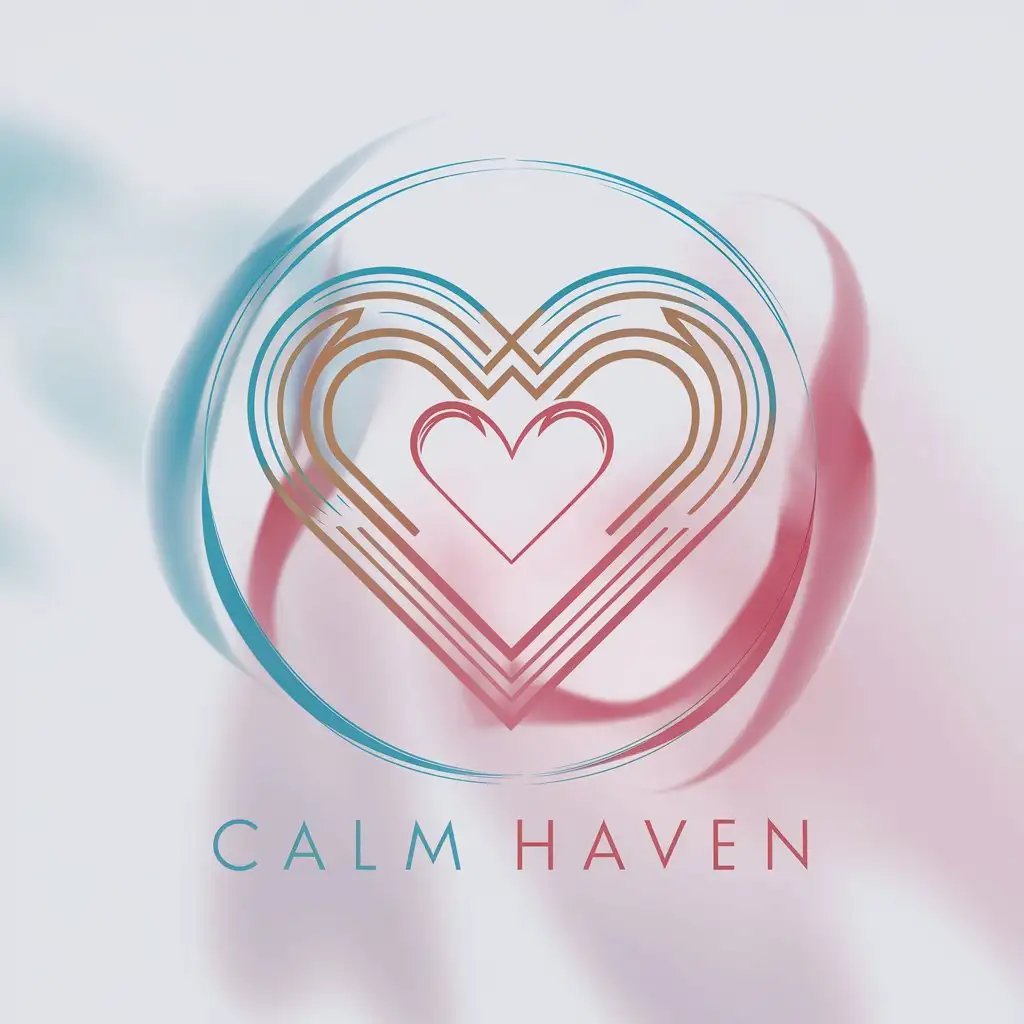 a logo design,with the text "Calm Haven", main symbol:heart,peace,complex,clear background