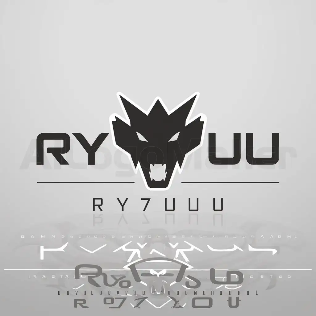 a logo design,with the text "Ry7uu", main symbol:a gaming ryuu logo, using a futuristic dragon head, using ry7uu letter under the logo with gaming style,Moderate,be used in Others industry,clear background