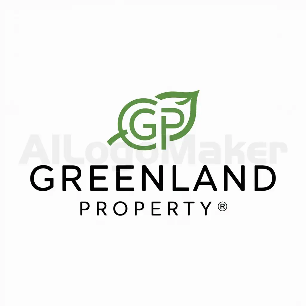 a logo design,with the text "Greenland Property", main symbol:GP Make Property land with leaf,Moderate,be used in 0 industry,clear background