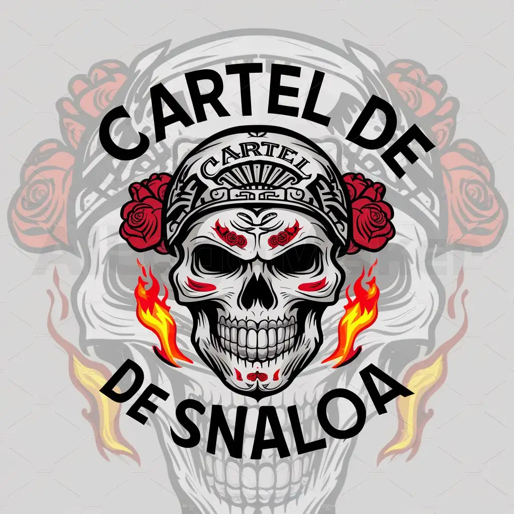 LOGO-Design-for-Cartel-De-Sinaloa-Intricate-Mexican-Skull-Symbol-on-Clear-Background