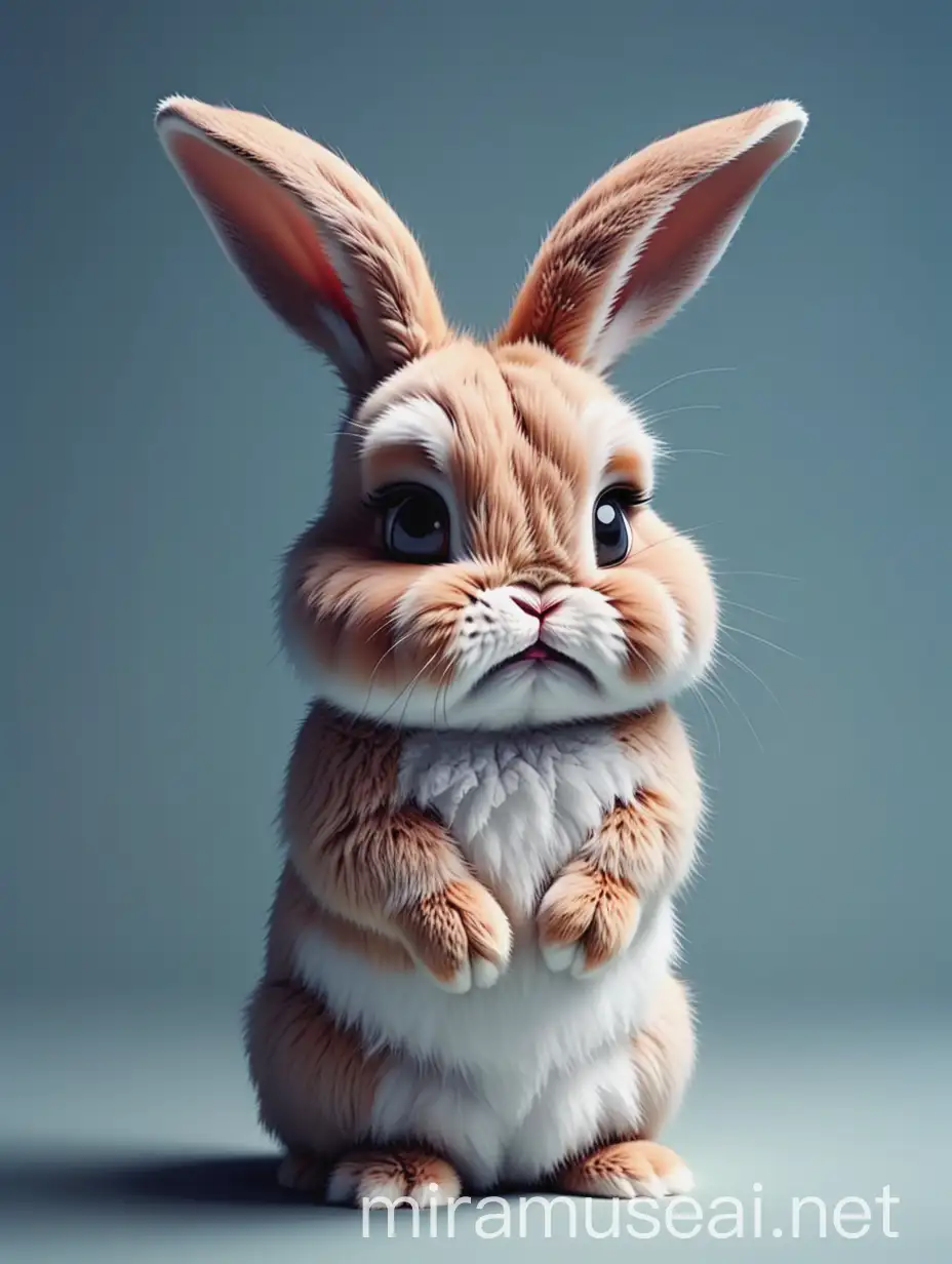 Lonely Cute Rabbit Expresses Sadness in a Heartwarming Scene
