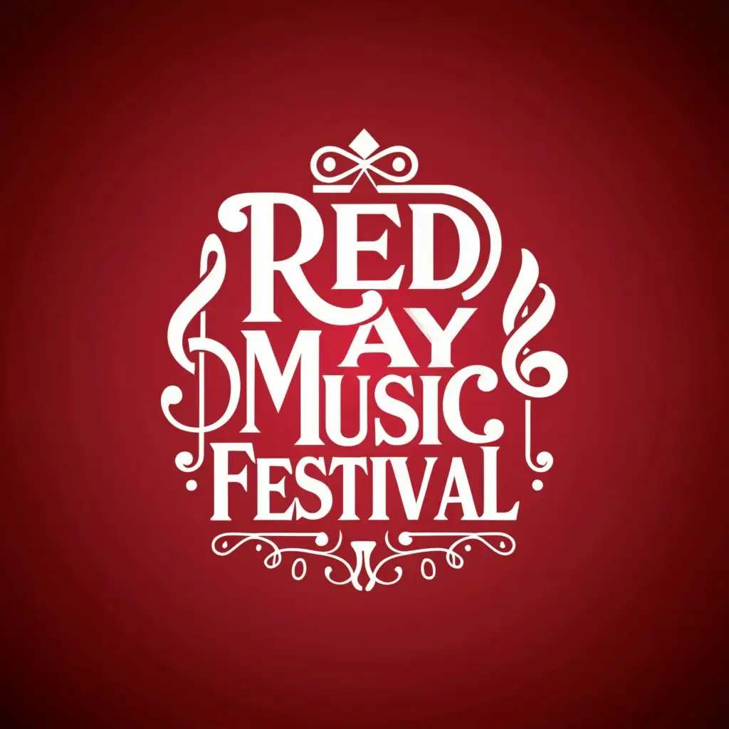 a logo design,with the text "Red May Music Festival", main symbol:Music, treble clef, number 5, red background,complex,be used in Events industry,clear background