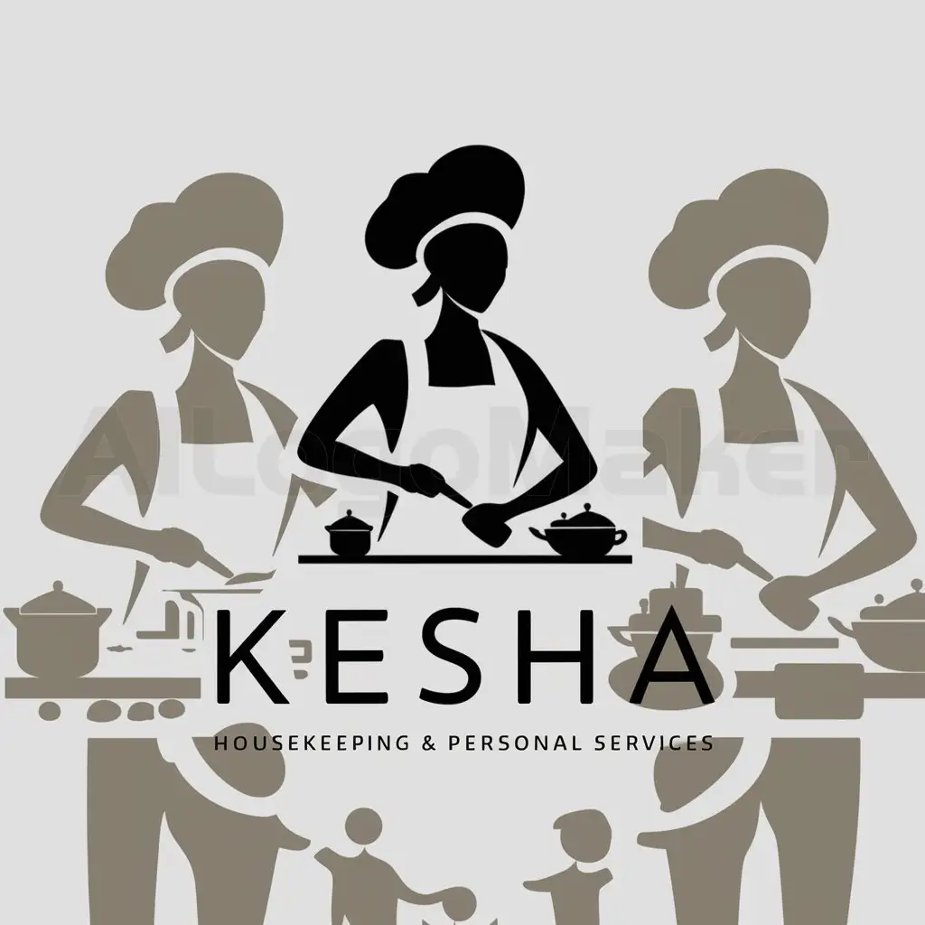 a logo design,with the text "Kesha Housekeeping & Personal Srvcs", main symbol:Black Lady Cooking, cleaning and taking care of the family,complex,be used in Home Family industry,clear background