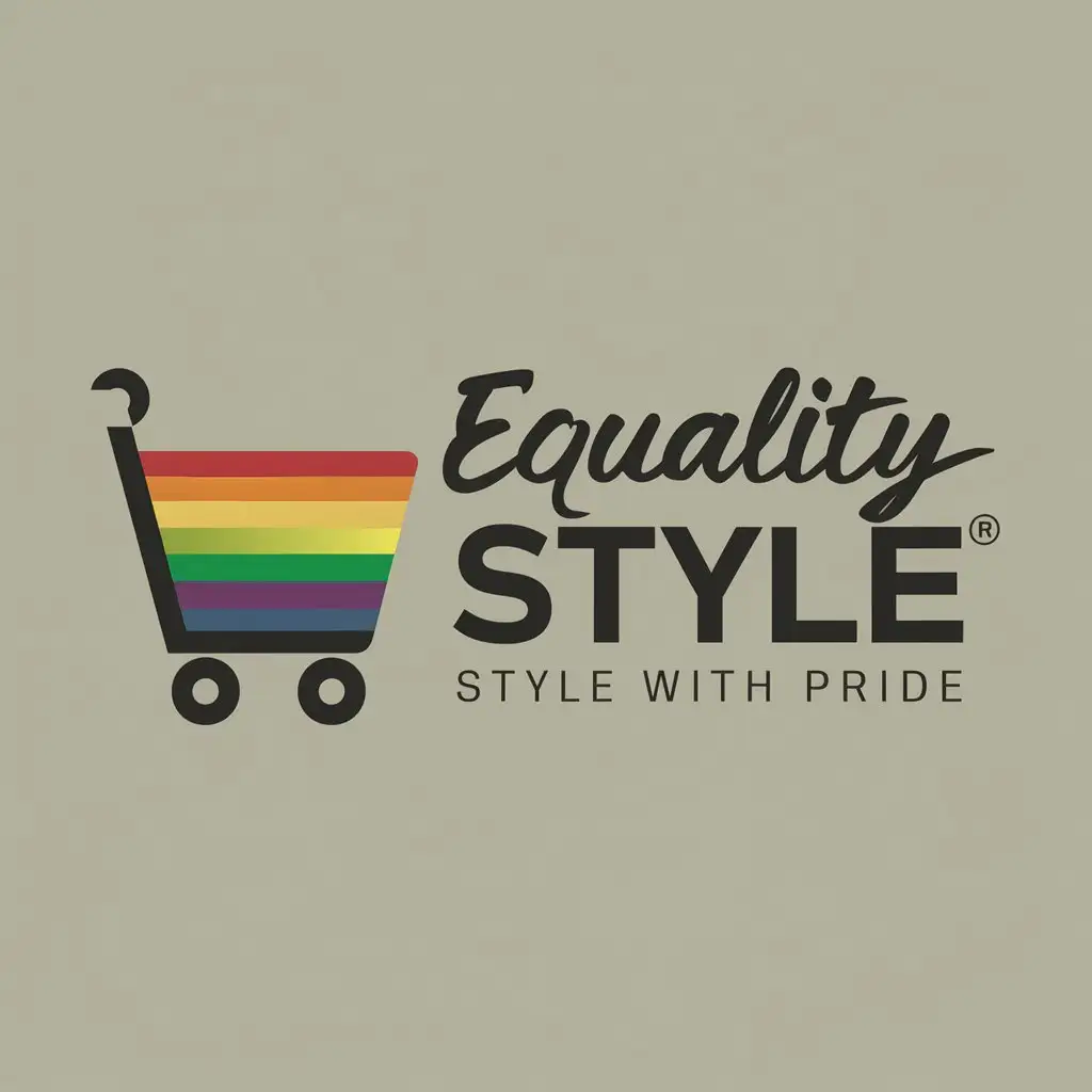 a logo design,with the text "'Equality Style'Style with Pride", main symbol:colorful logo. The logo should incorporate symbolic icons e-commerce business theme. preferred color rainbow,Moderate,clear background