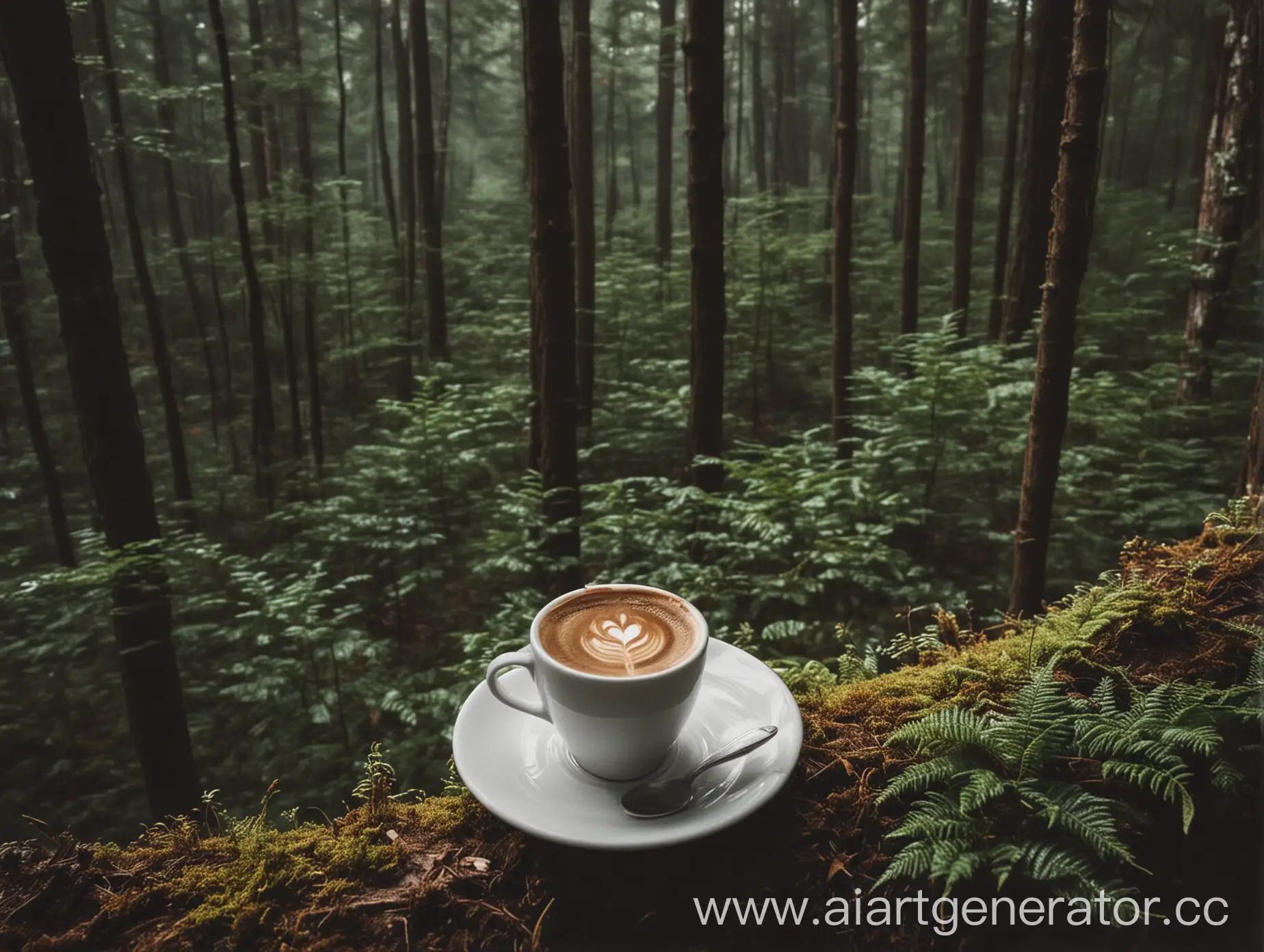 чашка кофе лес эстетика