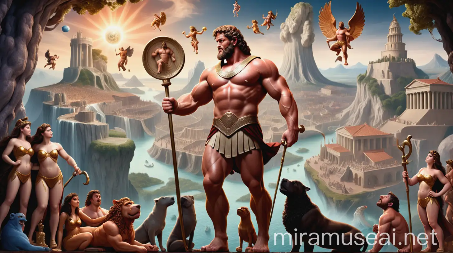 Fantasy Art Hercules and the Twelve Labors in a Mythical World