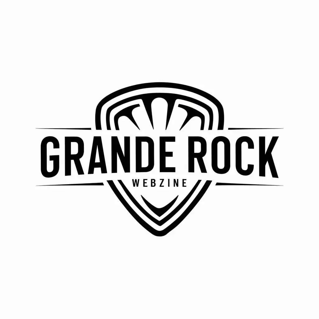 a logo design,with the text "Grande Rock webzine", main symbol:guitar pick,complex,be used in Entertainment industry,clear background