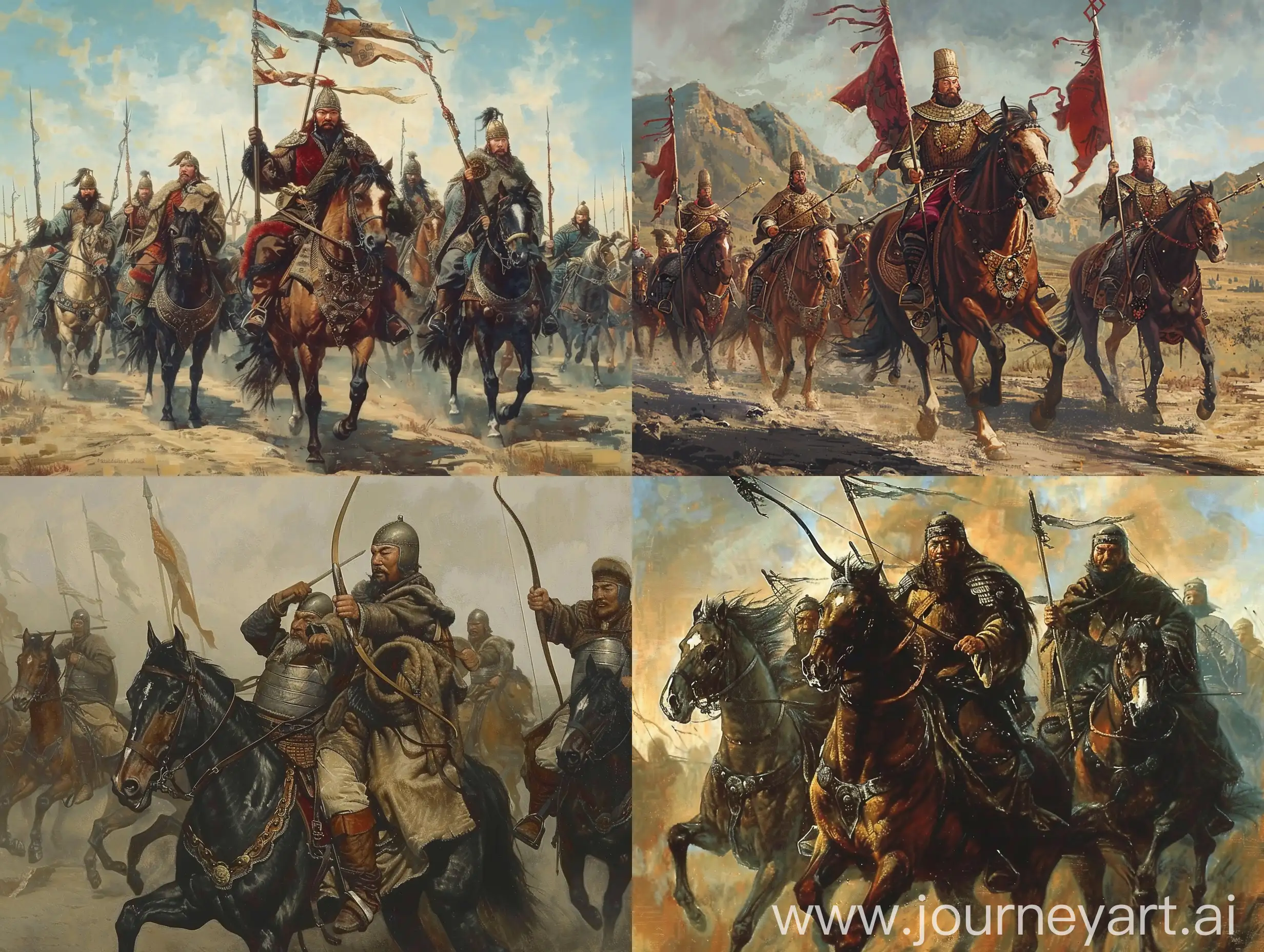 The Mongol Empire rose from the steppes and conquered vast Asian territories. Its greatness was based on the courage of warriors, the skill of horse archers and a complex hierarchical system of disciplined military organization, with each rank having its own tasks.