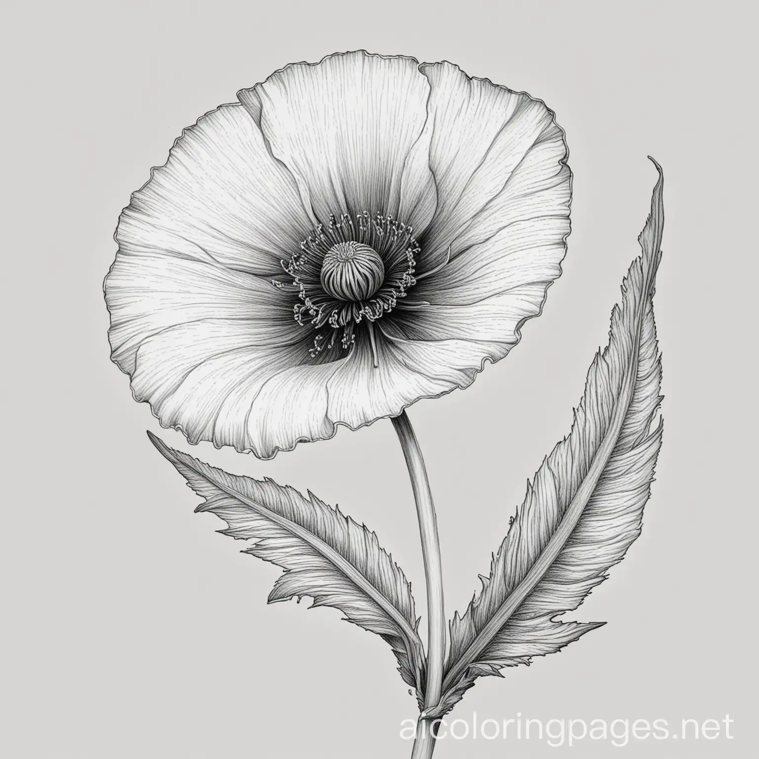 Poppy-Flowers-Coloring-Page-in-Black-and-White-Line-Art