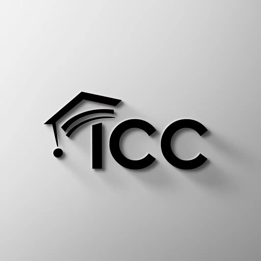 a logo design,with the text "ICC", main symbol:a bachelor hat,Minimalistic,be used in Education industry,clear background