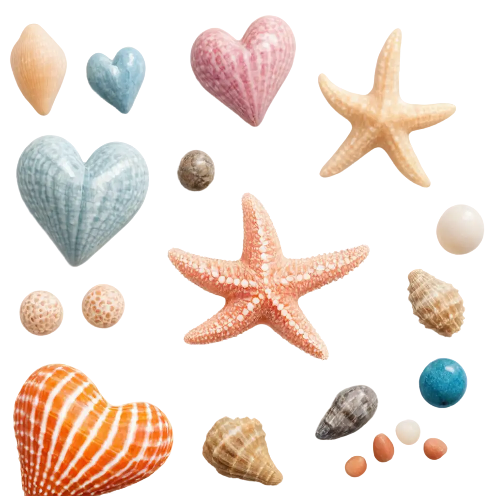 Colorful-Seashell-and-Starfish-Heart-PNG-Image-on-White-Background