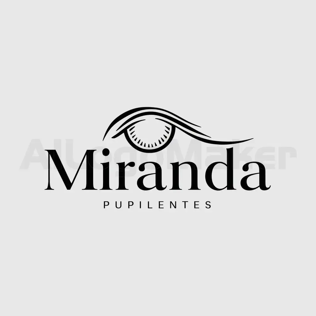 a logo design,with the text "Miranda", main symbol:Contact lenses,complex,be used in Pupilentes industry,clear background