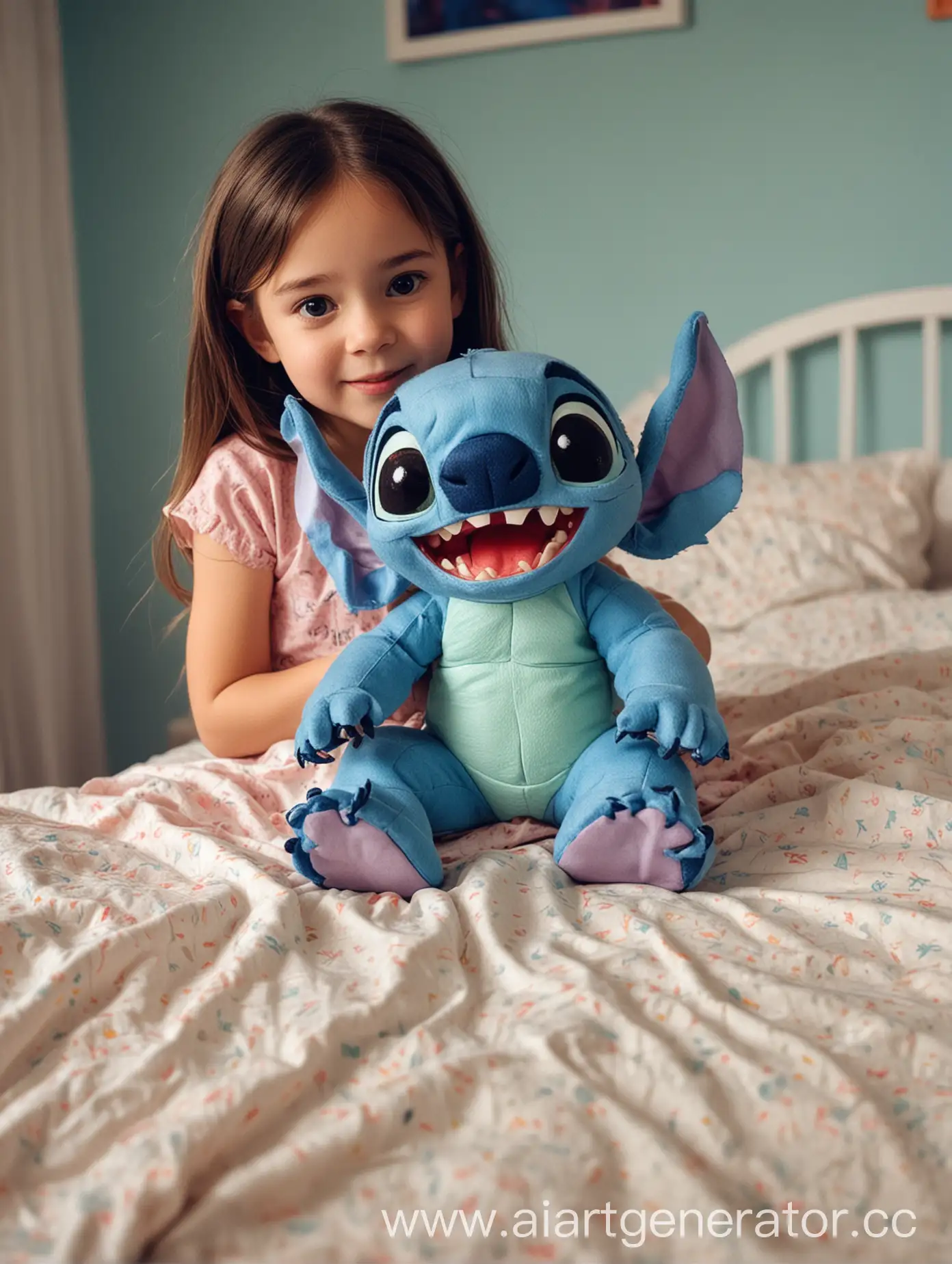 Young-Girl-Playing-with-Stitch-Toy-in-Her-Bedroom