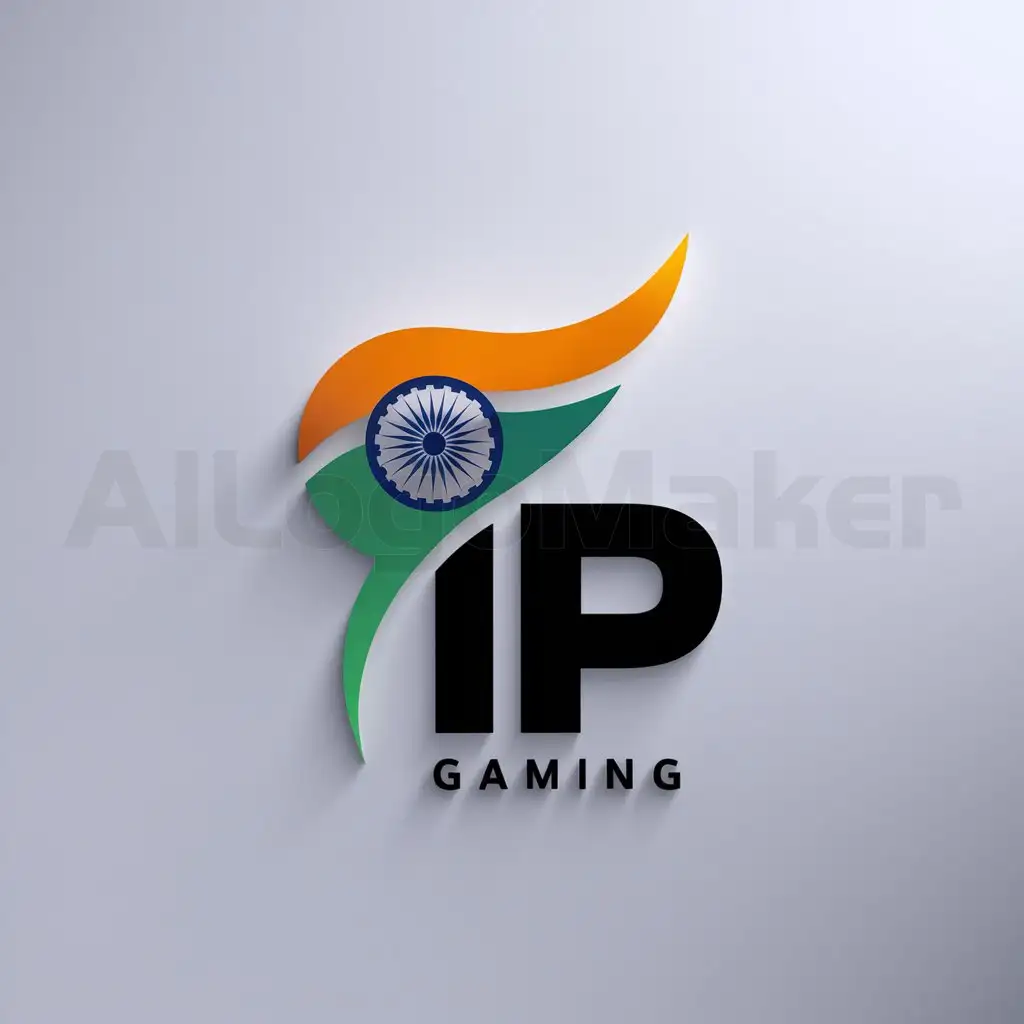 a logo design,with the text "IP", main symbol:Gaming fancy Indian flag colour name,Minimalistic,be used in Gaming industry,clear background