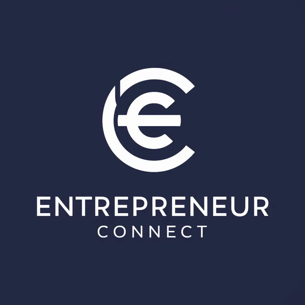 a logo design,with the text "Entrepreneur Connect", main symbol:a logo design,with the text 'Entrepreneur Connect', main symbol: The letters E and C combined, complex, be used in the Technology industry, Use navy blue cobalt blue and white. Keep the logo smooth. Do not include sharp angles,complex,be used in Technology industry,clear background
