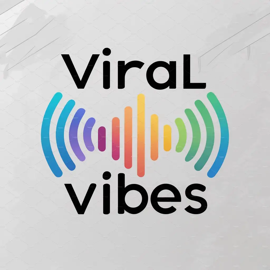 a logo design,with the text "Viral Vibes", main symbol:Symbol that represents viral video sounds waves,Moderate,be used in Entertainment industry,clear background