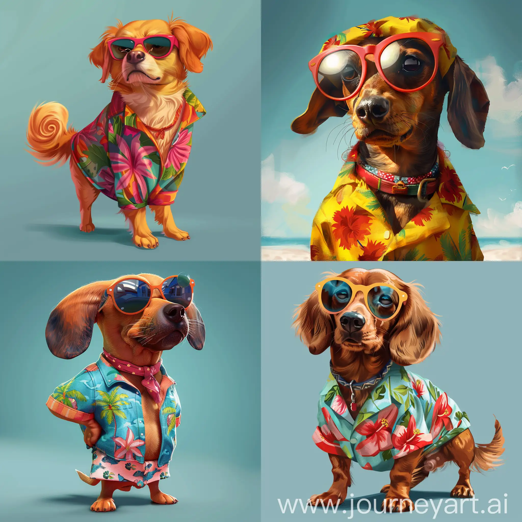 Funky-Dog-in-Beach-Clothes-for-Hot-Dog-Theme