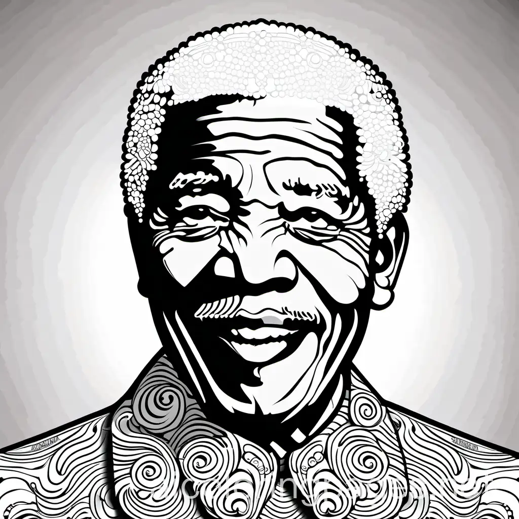 Nelson Mandela, Coloring Page, black and white, line art, white background, Simplicity, Ample White Space.