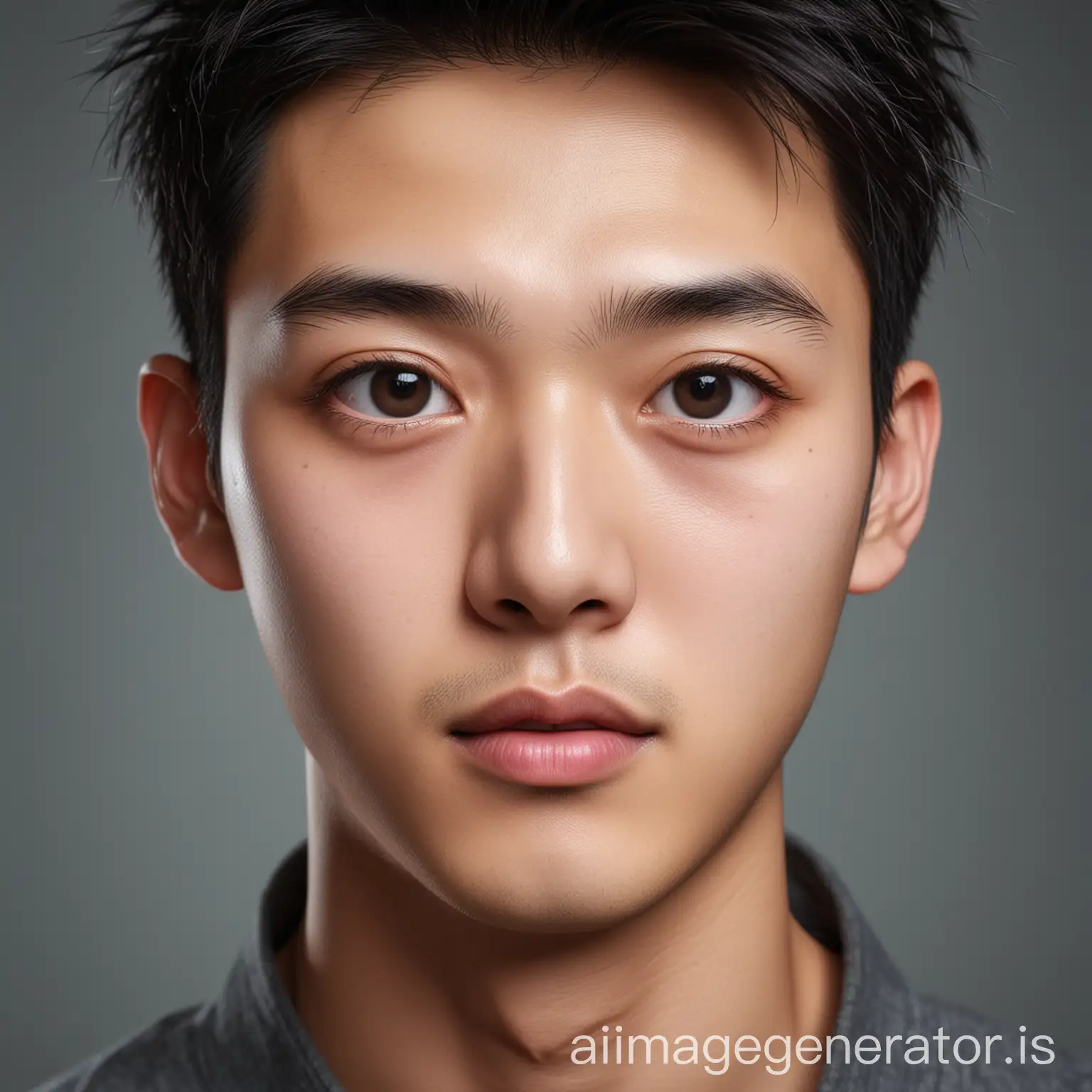 Portrait-of-a-Handsome-Chinese-Male-Youth-with-Distinctive-Facial-Features