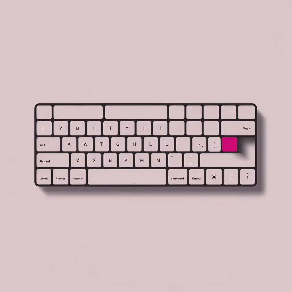  A minimalist line art design of a computer keyboard with highlighted gaming keys, ideal for mugs.