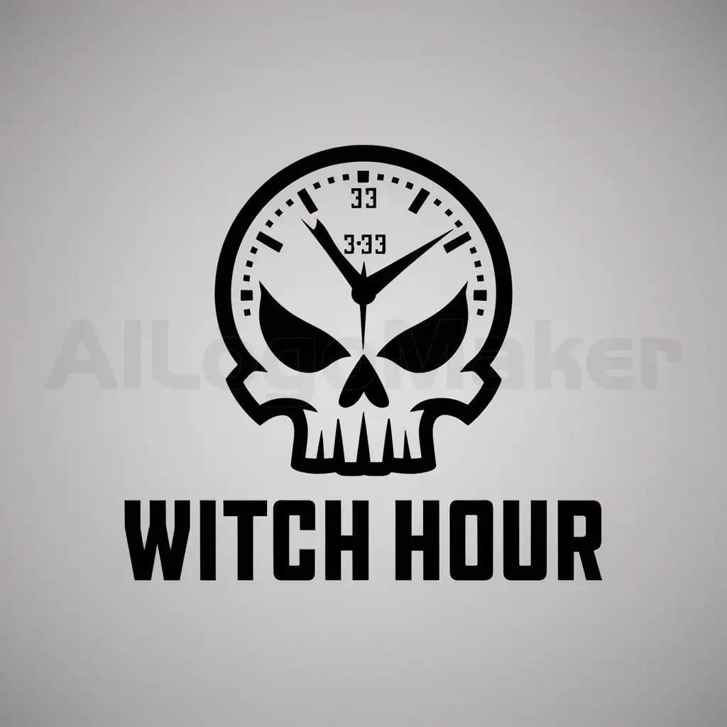 LOGO-Design-for-Witch-Hour-Clock-Skull-Symbol-for-Sports-Fitness-Industry