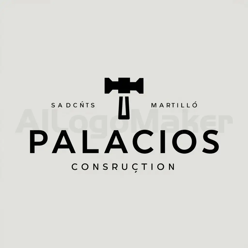 a logo design,with the text "Palacios", main symbol:Martillo,Minimalistic,be used in Construction industry,clear background