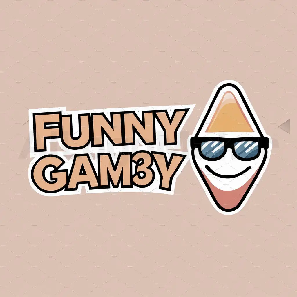a logo design,with the text "FunnyGam3y", main symbol:una cabeza de cono,Moderate,clear background