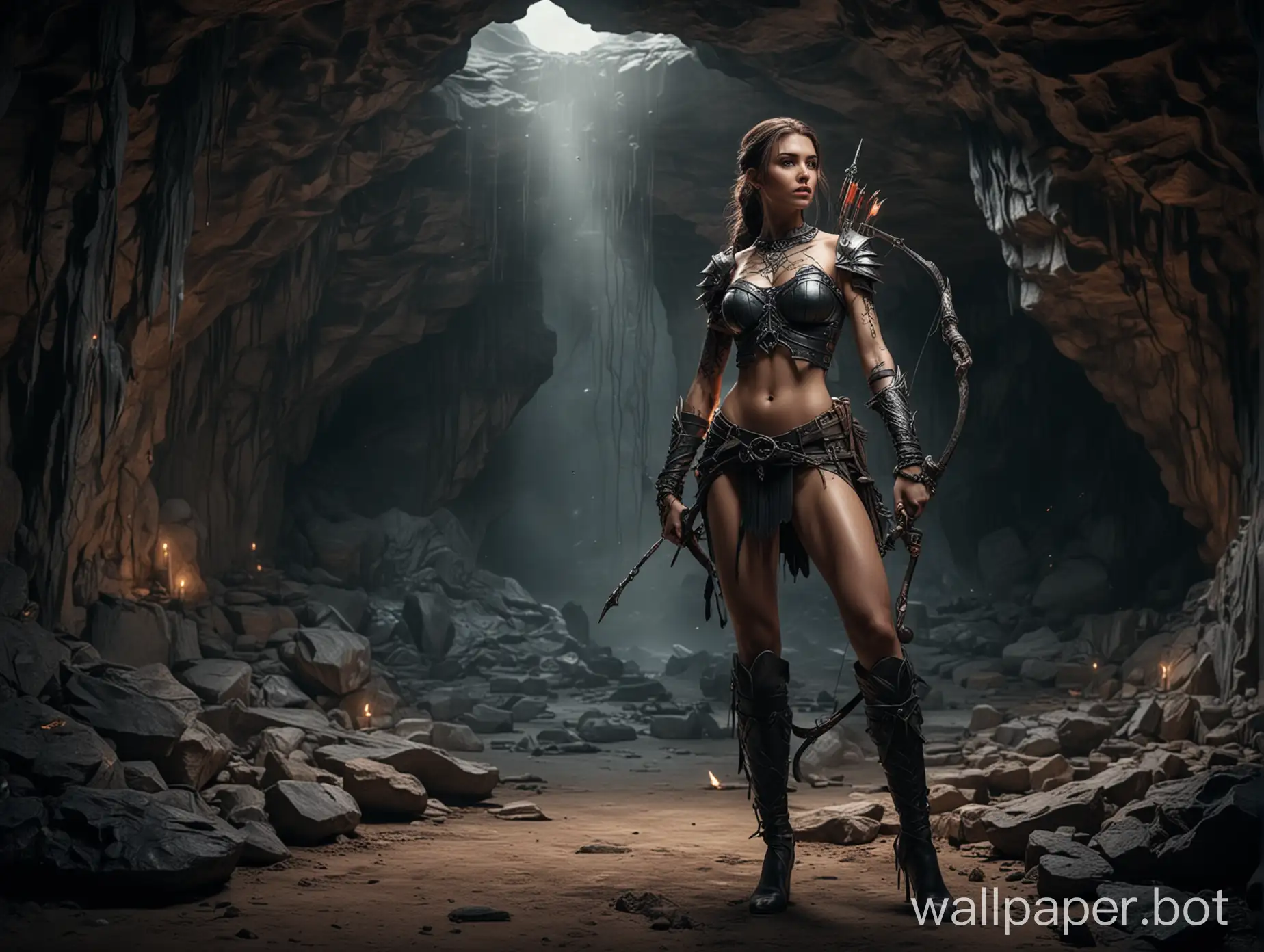Enigmatic-Warrior-Archer-with-Tattoo-in-Mystical-Cave