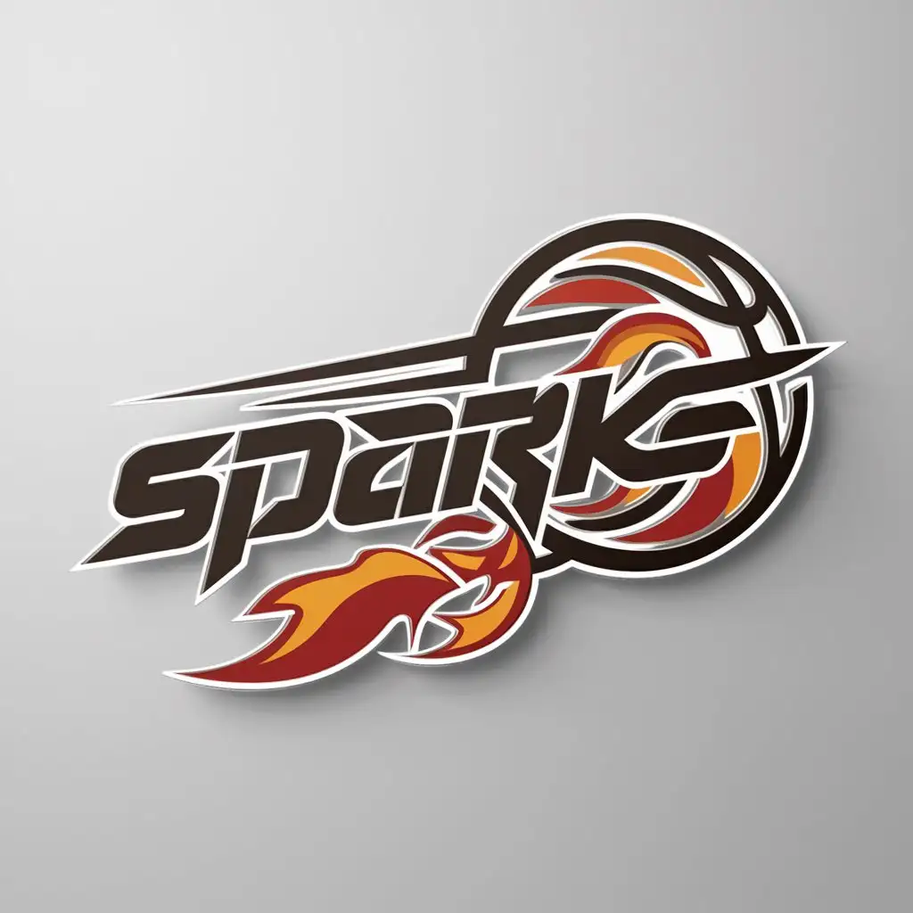 LOGO-Design-For-Sparks-Dynamic-Basketball-Flame-Emblem-in-Sports-Fitness-Industry