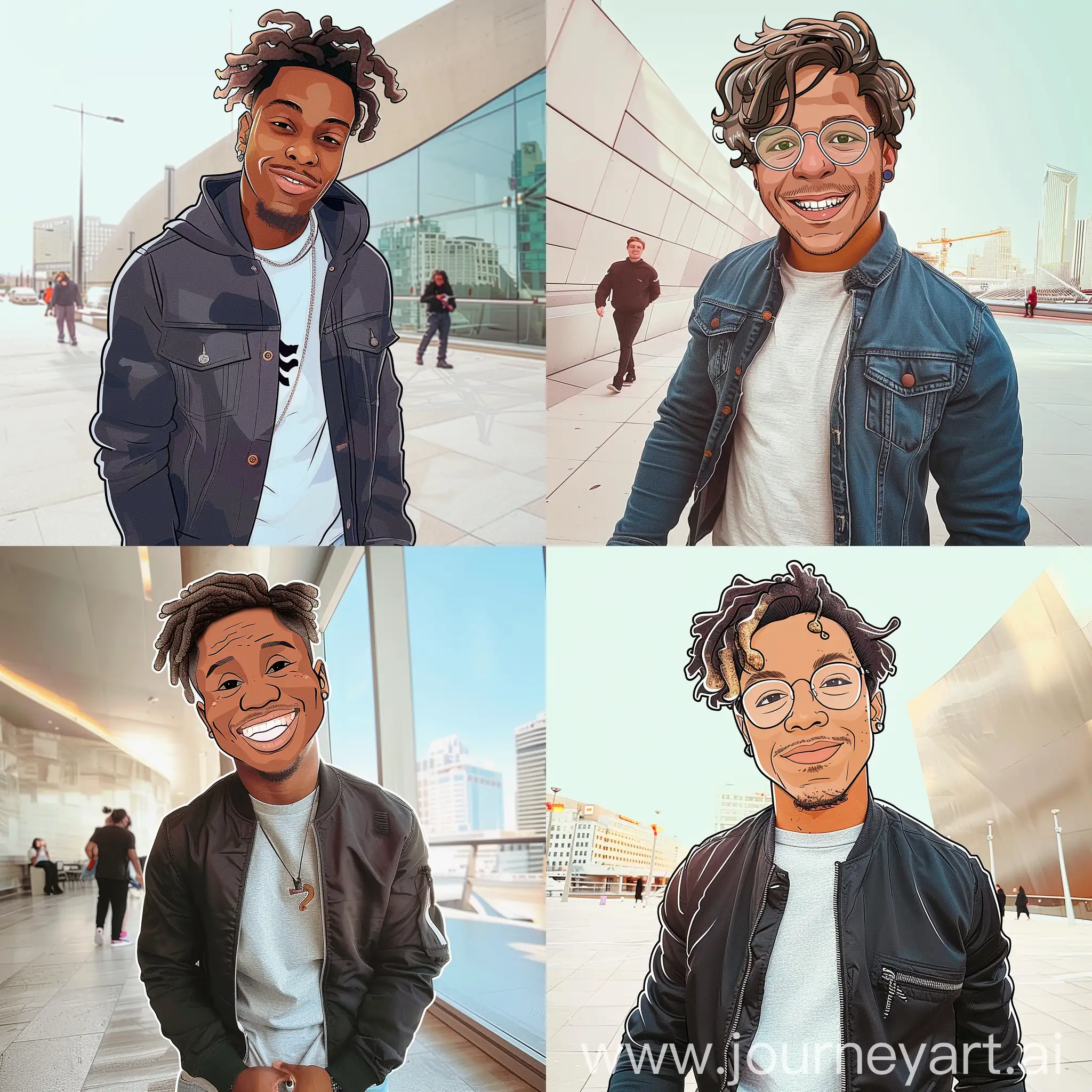 create me  a cartoon version of josiah gillie in the picture 
