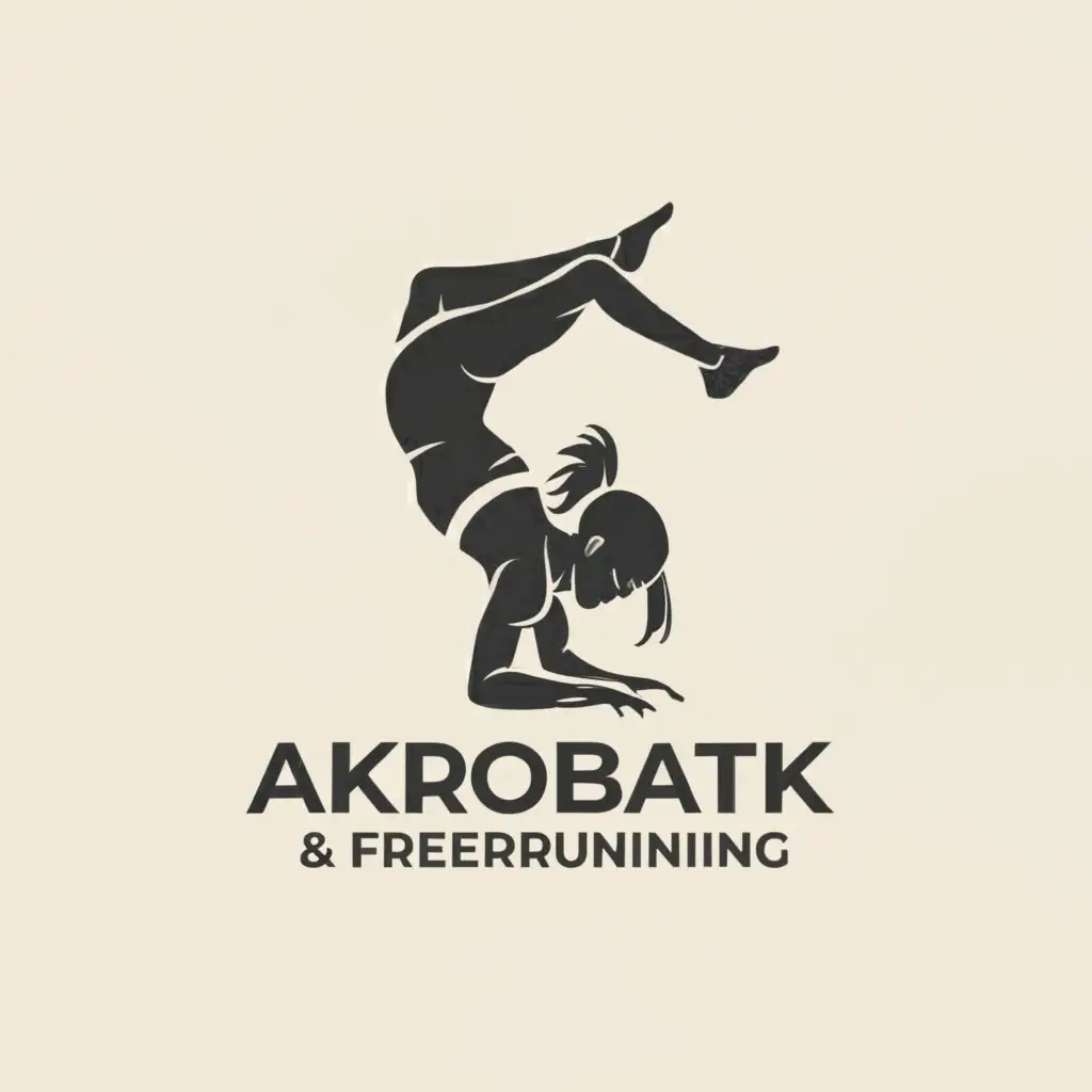 a logo design,with the text 'Akrobatik & Freerunning', main symbol:Woman doing Handstand,complex,be used in Sports Fitness industry,clear background