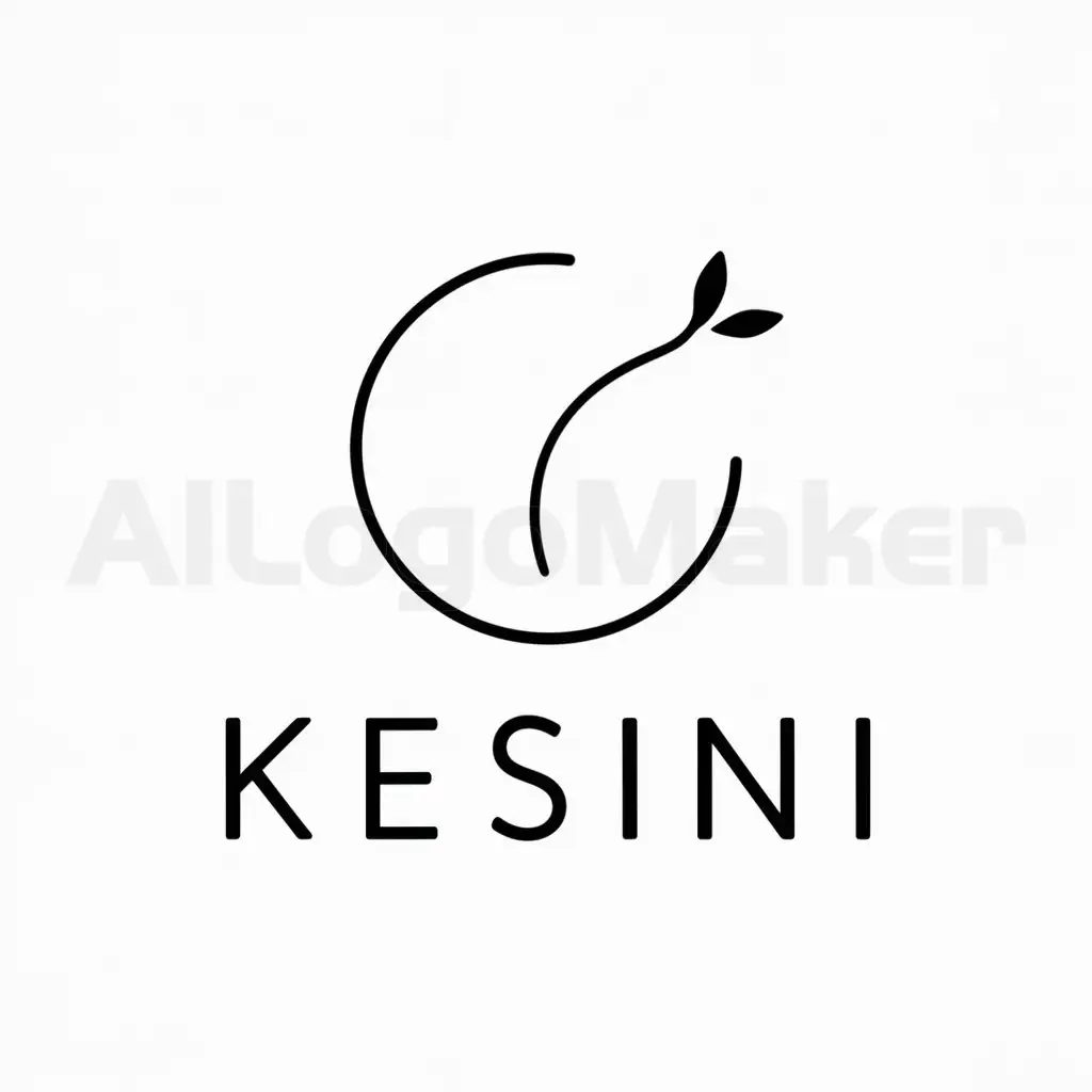 a logo design,with the text "kesini", main symbol:a logo design, with the text 'kesini', main symbol: a symbolic not-so-round shape representing a hair root with a short stem starting to grow out of this shape, Minimalistic, to be used in the Retail industry, clear background. The letter 'i' in the logo has no dot, but use this symbol as the dot for the last letter 'i',Minimalistic,clear background