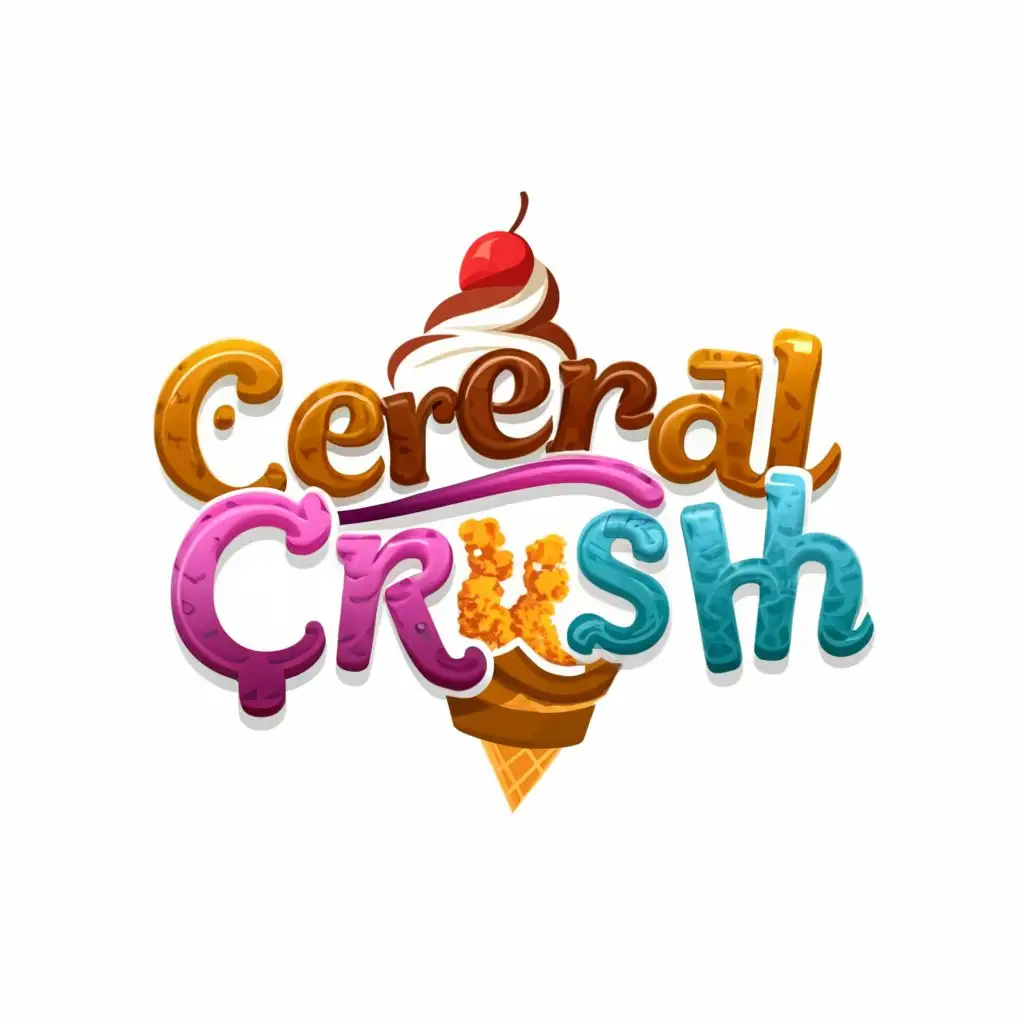 a logo design,with the text "Cereal Crush", main symbol:Ice cream swirl and Cereals,Minimalistic,be used in Restaurant industry,clear background