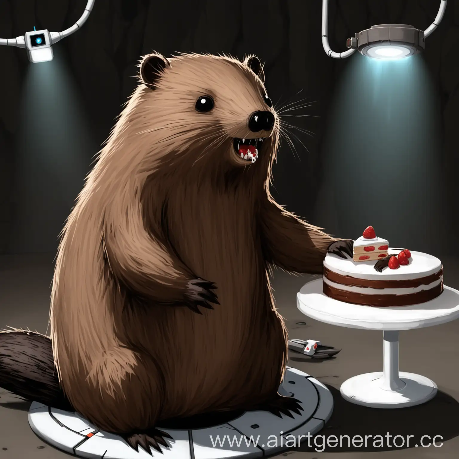 Beaver-Holding-Cake-from-Portal-2-Video-Game