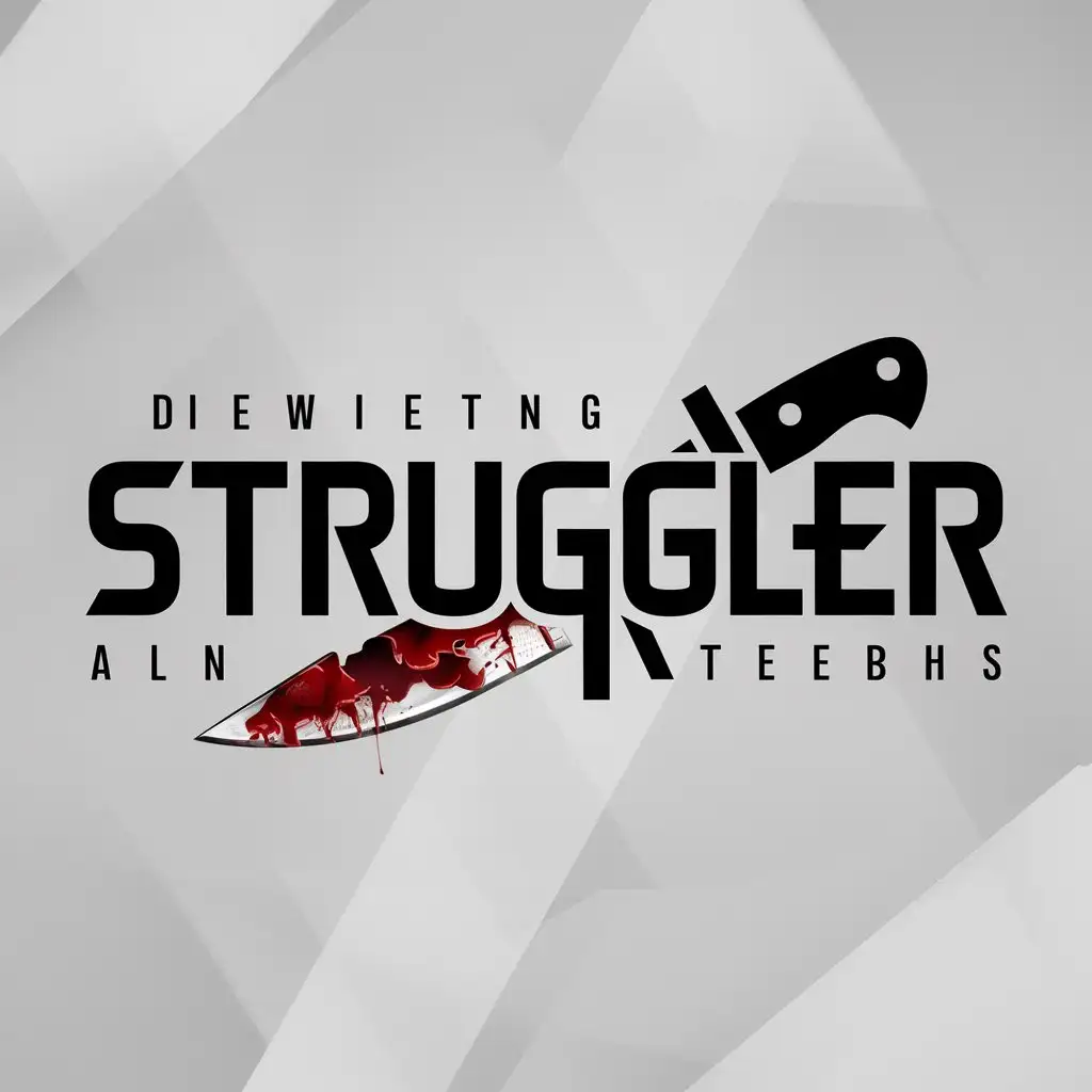 a logo design,with the text "Struggler", main symbol:blood,knife,Moderate,clear background